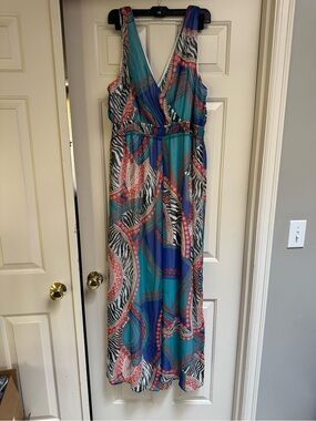 Abstract Print Colorful Fully Lined Jumpsuit